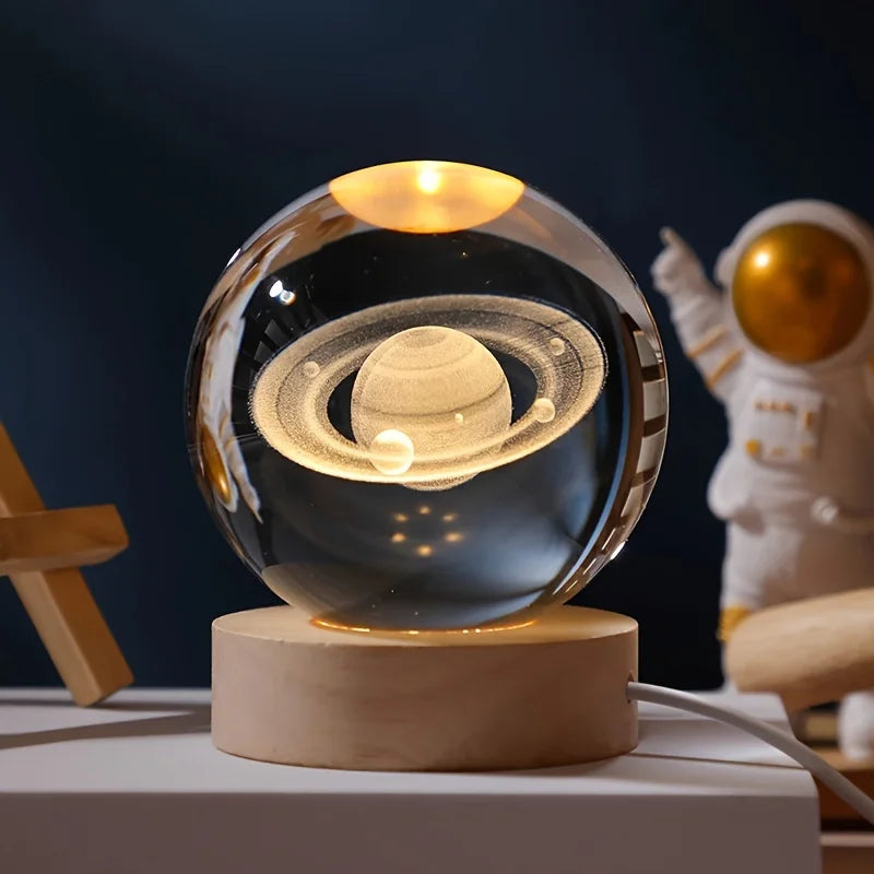 Projecteur Galaxie LED 3D Boule Cristal Saturne, Déco Chambre