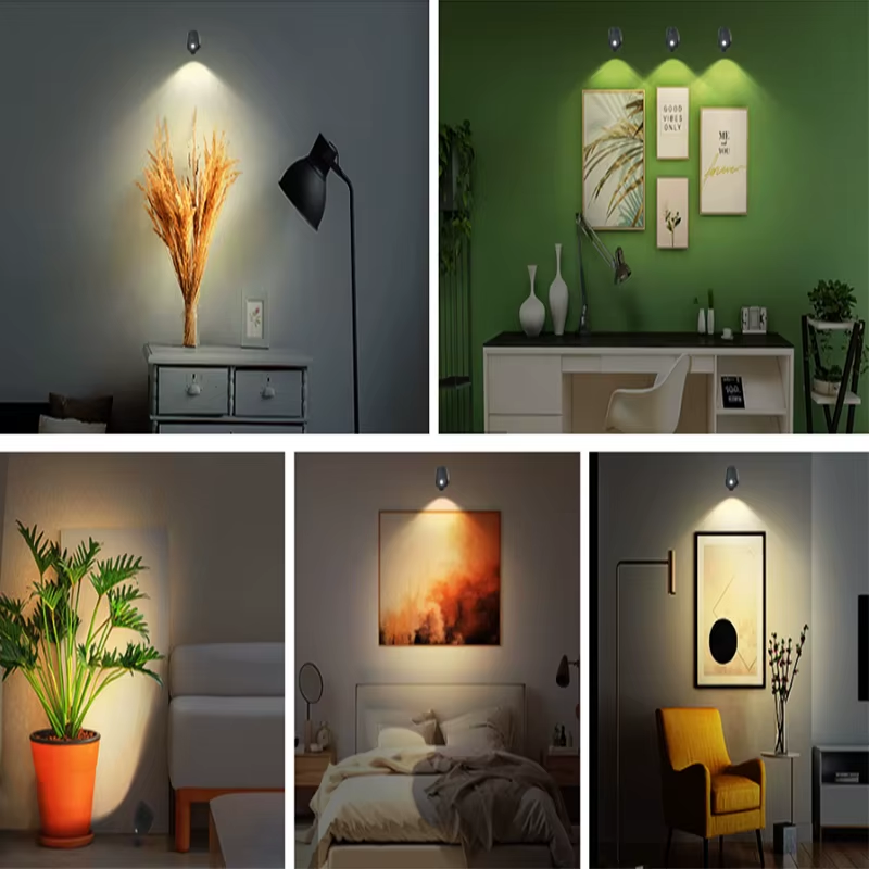 Lampe Murale LED 360° Sans Fil – Rechargeable, Rotative et à Commande Tactile