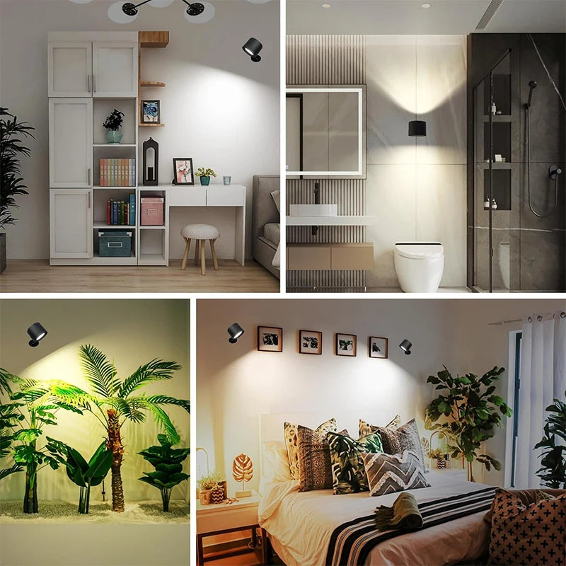 Lampe Murale LED 360° Sans Fil – Rechargeable, Rotative et à Commande Tactile