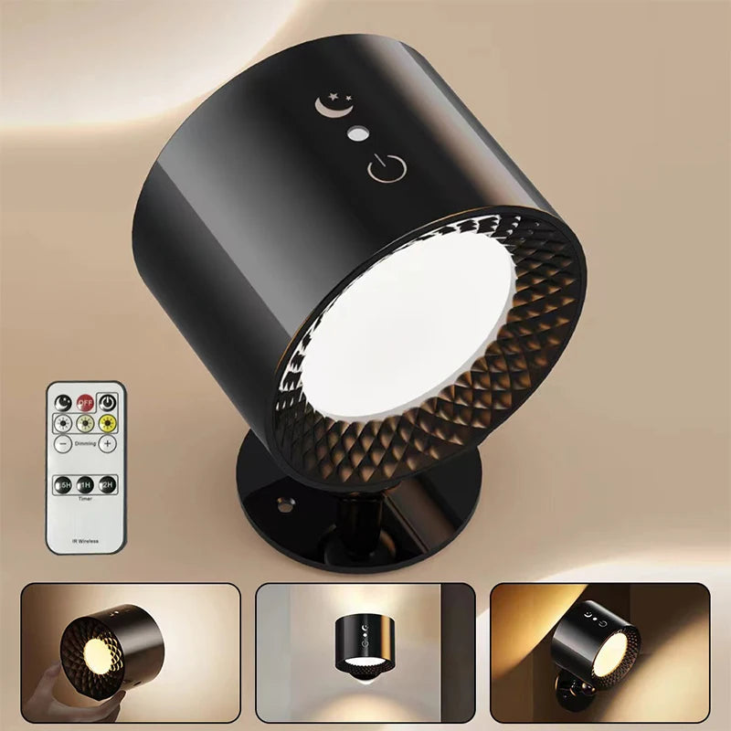 Lampe Murale LED 360° Sans Fil – Rechargeable, Rotative et à Commande Tactile